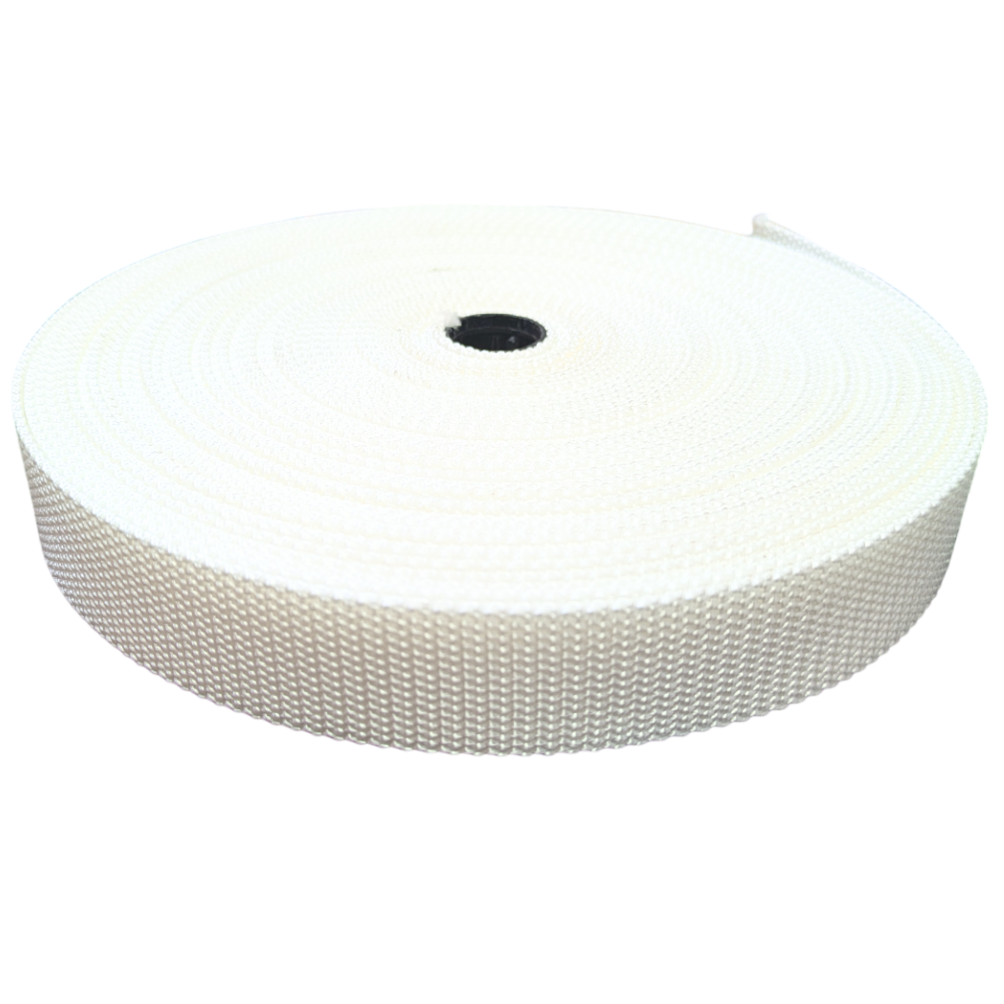 White buff basket weave polyester webbing for decorative applications