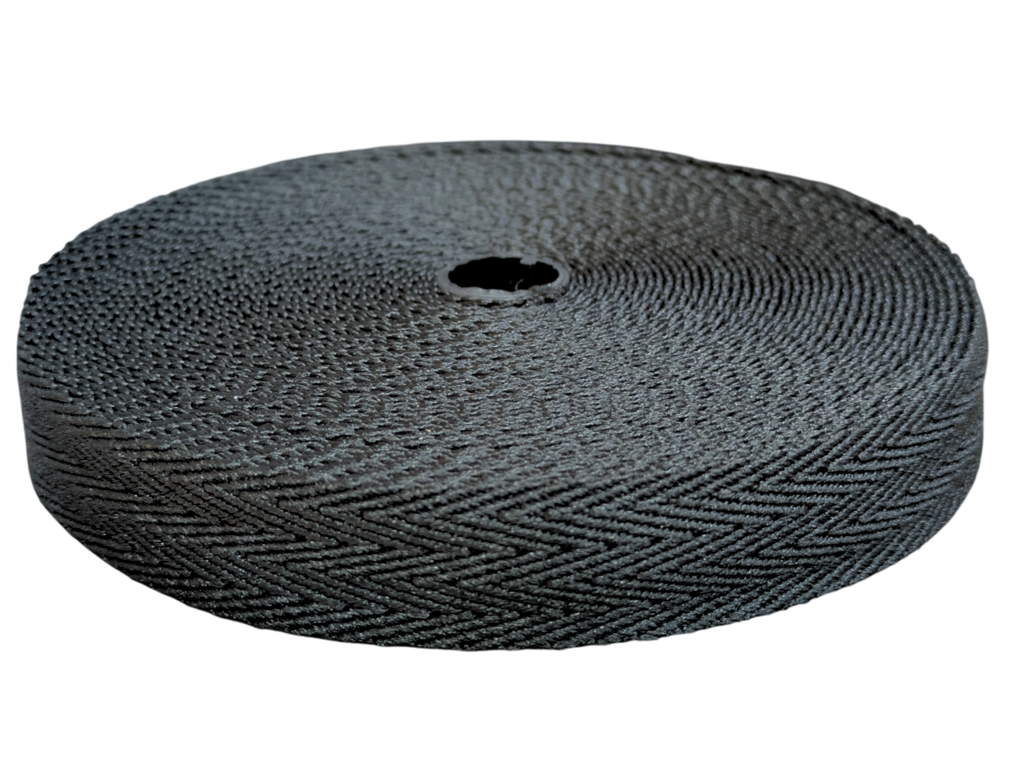 Black twill polyester webbing tape - high-strength automotive grade webbing for heavy-duty applications